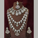 JCM Exquisite Pota Stone And Kundan Stone Double Necklace Set