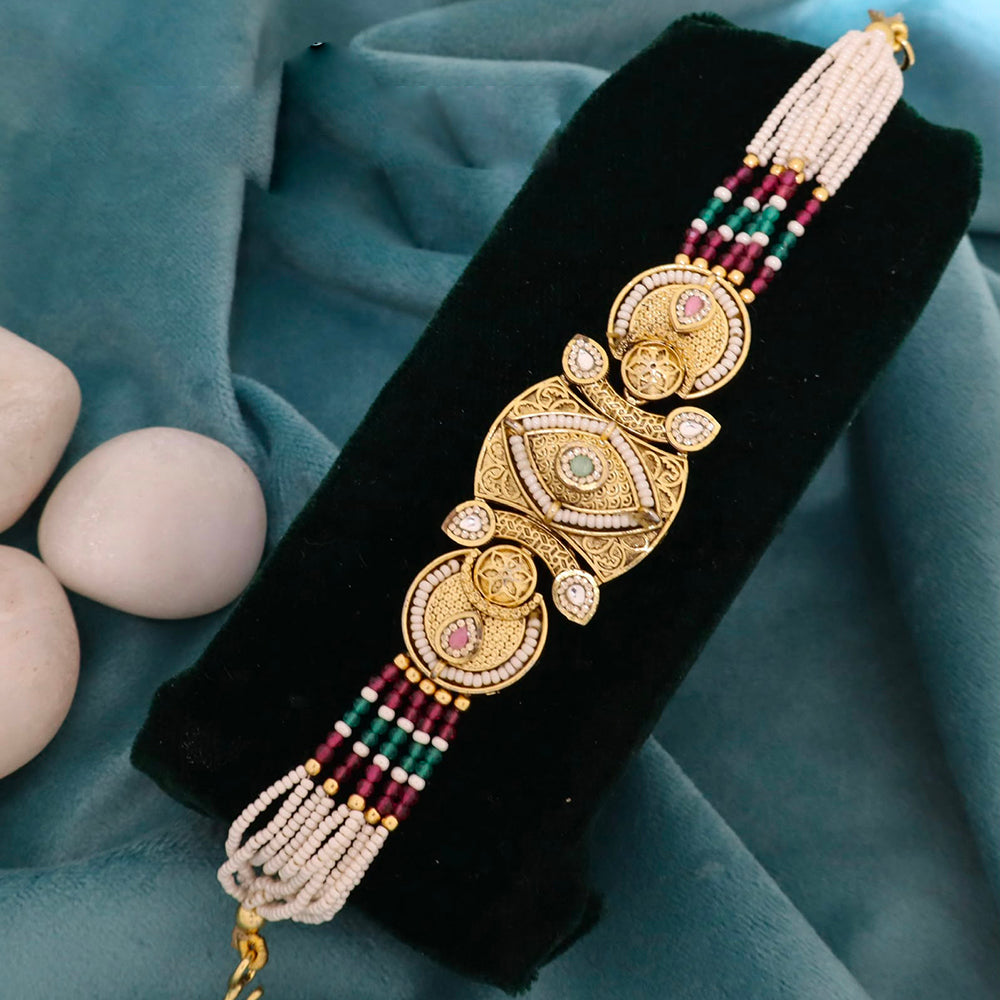 JCM Luxury Pota Stone And Pearl Adjustable Bracelets