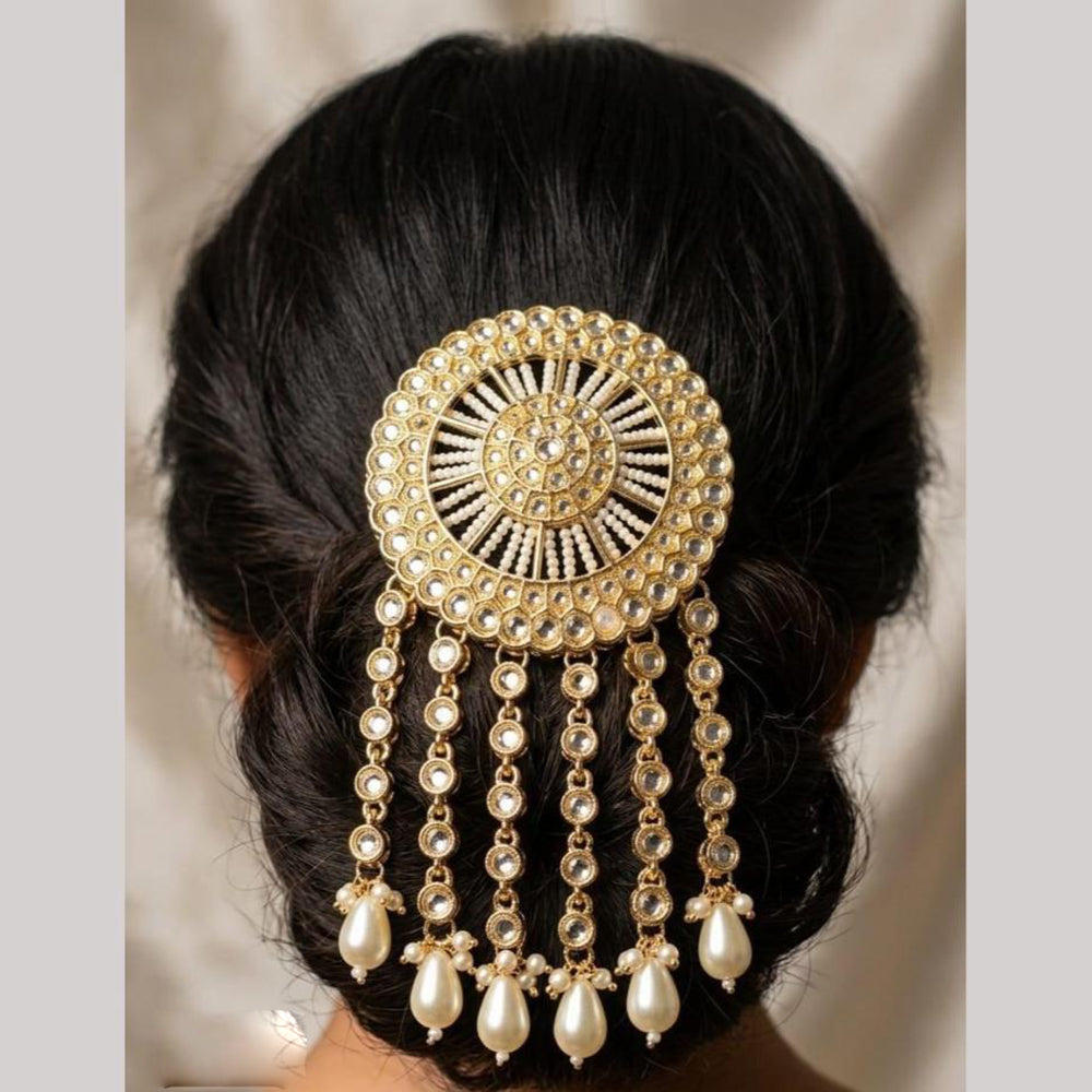 JCM Kundan Stone And Pearl Statement Hair Accessories