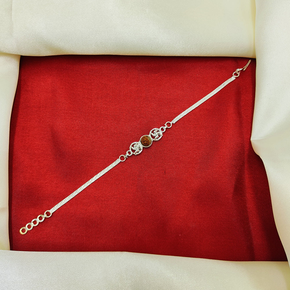 JCM Silver Tone Designer Work Rakhi  