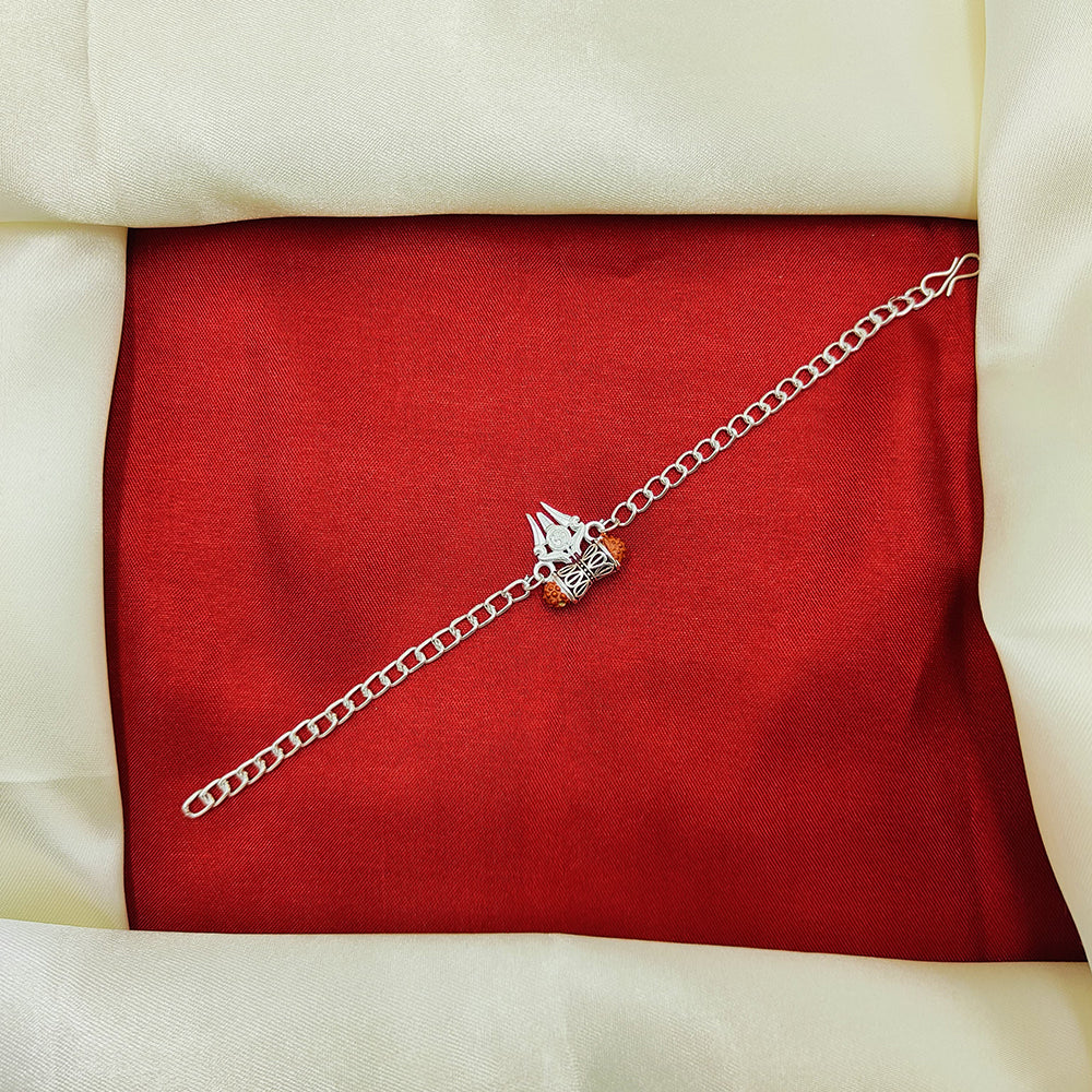 JCM Silver Tone Designer Work Rakhi  