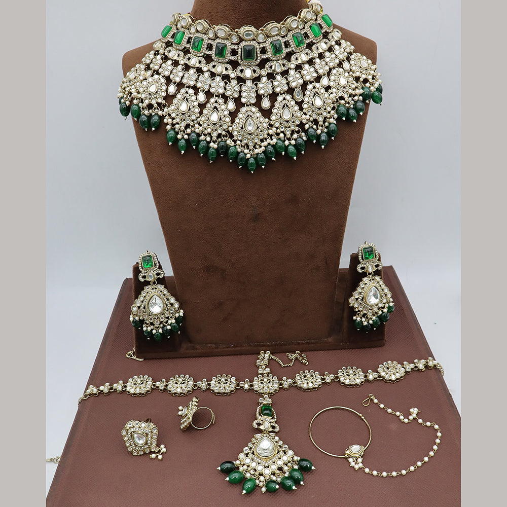 JCM Ethnic Glam Kundan Stone Beads And Pearl Semi-Bridal Jewelry Set