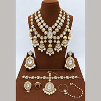 JCM Ethnic Glam Kundan Stone Beads And Pearl Semi-Bridal Jewelry Set