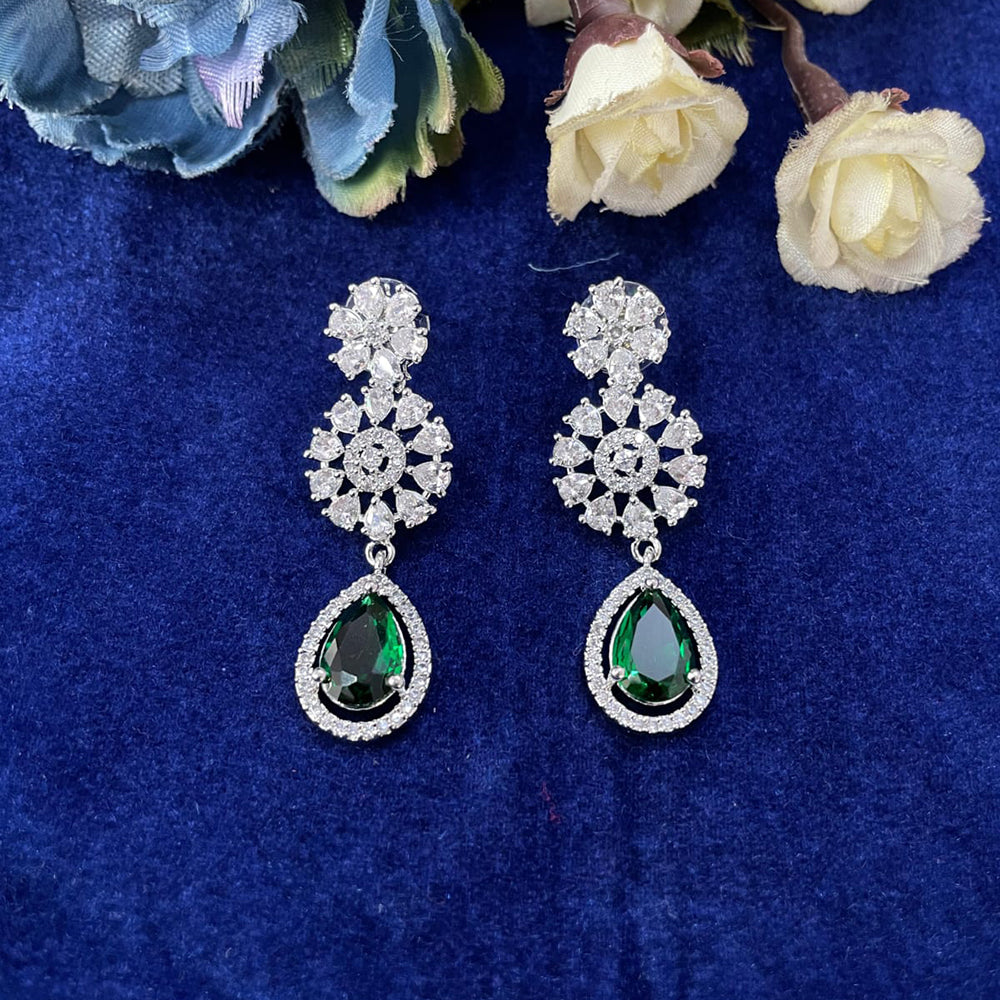 Suman Art Sparkling American Diamond Dangler Earrings