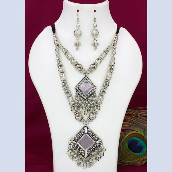 Mahavir Oxidised Plated Double Necklace Set