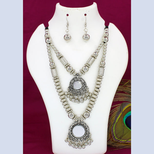 Mahavir Oxidised Plated Double Necklace Set