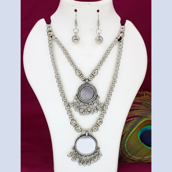 Mahavir Oxidised Plated Double Necklace Set