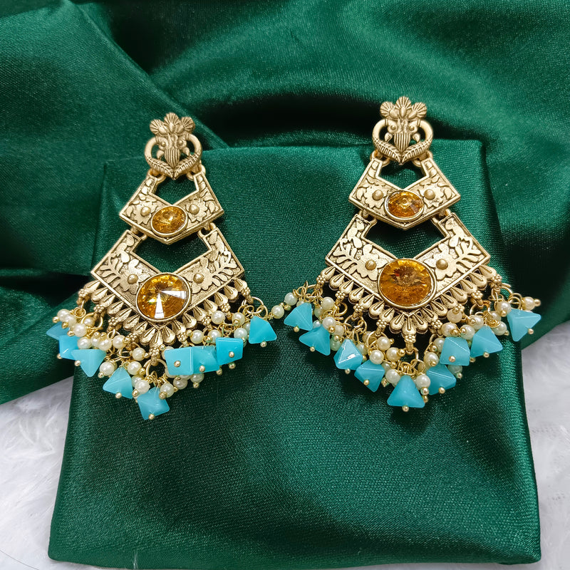 Darshana Jewels Crystal Stone Gold Plated Dangler Earrings