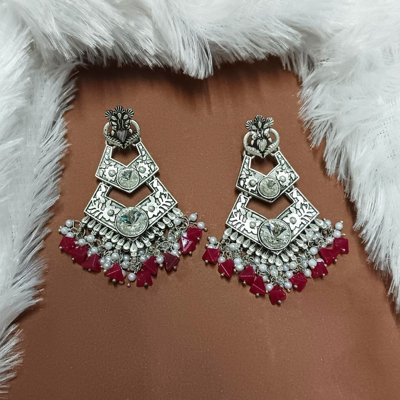 Darshana Jewels Crystal Stone Silver Plated Dangler Earrings