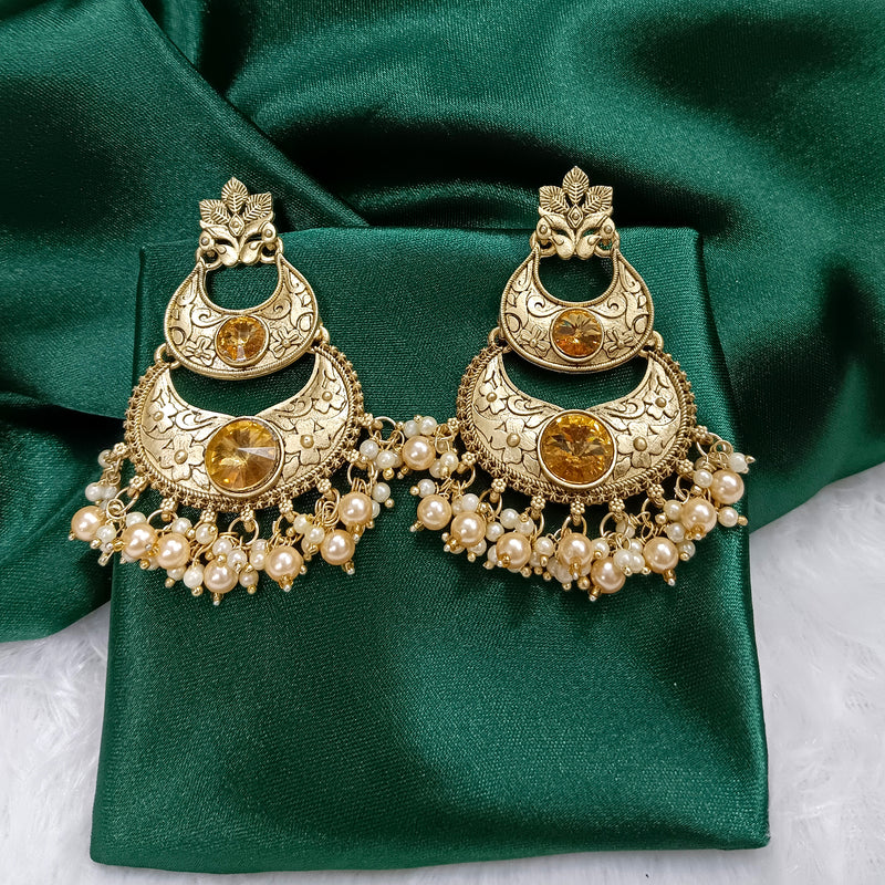 Darshana Jewels Crystal Stone Gold Plated Dangler Earrings