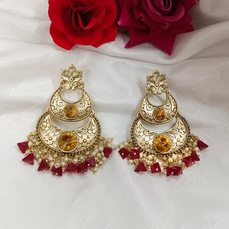 Darshana Jewels Crystal Stone Gold Plated Dangler Earrings