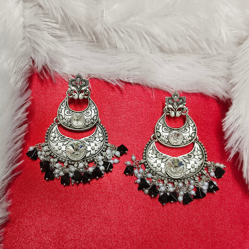 Darshana Jewels Oxidised Plated Crystal Stone Dangler Earrings