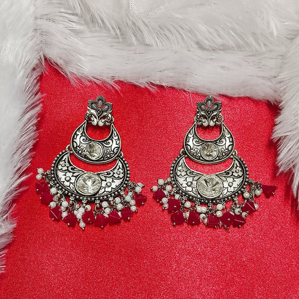 Darshana Jewels Crystal Stone Silver Plated Dangler Earrings