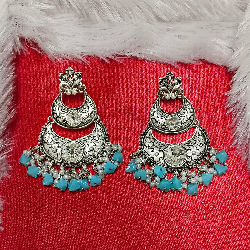 Darshana Jewels Oxidised Plated Crystal Stone Dangler Earrings