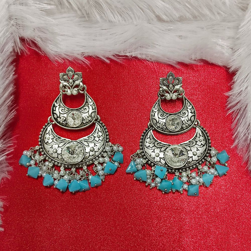 Darshana Jewels Crystal Stone Silver Plated Dangler Earrings