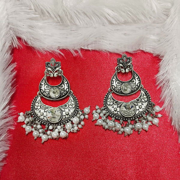 Darshana Jewels Crystal Stone Silver Plated Dangler Earrings