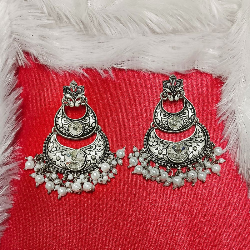 Darshana Jewels Crystal Stone Silver Plated Dangler Earrings