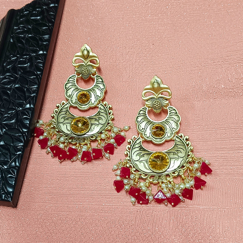 Darshana Jewels Crystal Stone Gold Plated Dangler Earrings