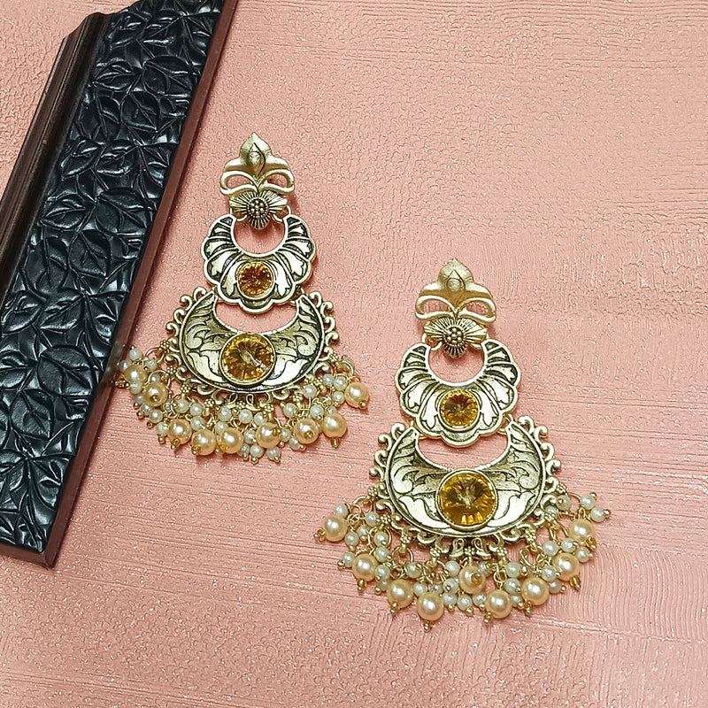 Darshana Jewels Crystal Stone Gold Plated Dangler Earrings