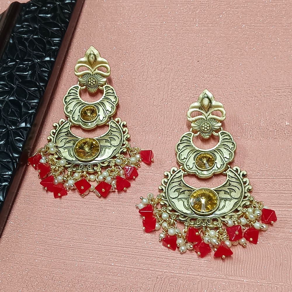 Darshana Jewels Crystal Stone Gold Plated Dangler Earrings