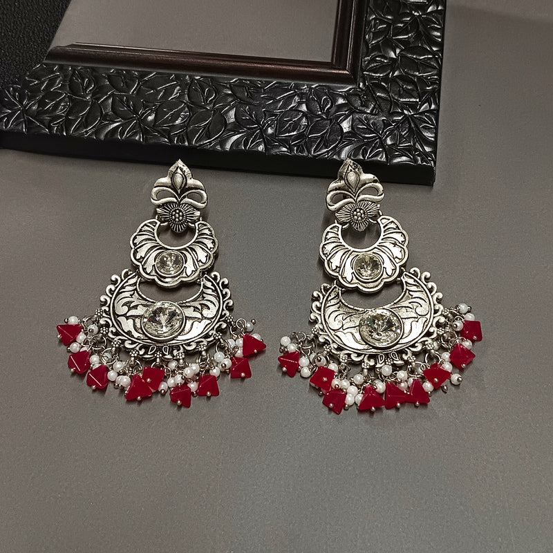 Darshana Jewels Oxidised Plated Crystal Stone Dangler Earrings