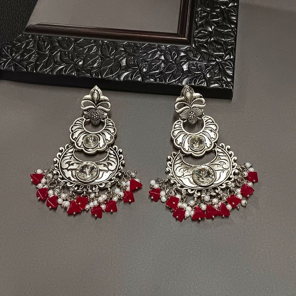 Darshana Jewels Crystal Stone Silver Plated Dangler Earrings