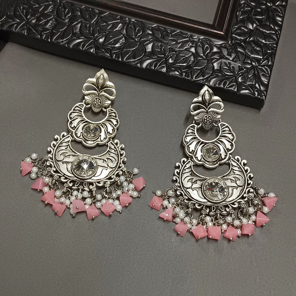 Darshana Jewels Crystal Stone Silver Plated Dangler Earrings