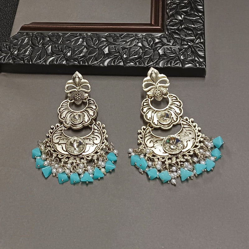 Darshana Jewels Crystal Stone Silver Plated Dangler Earrings