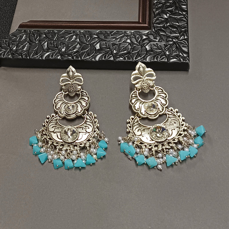 Darshana Jewels Oxidised Plated Crystal Stone Dangler Earrings