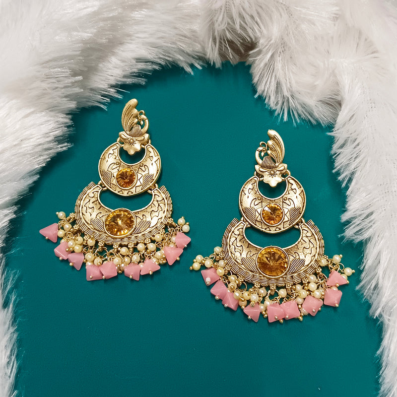 Darshana Jewels Crystal Stone Gold Plated Dangler Earrings