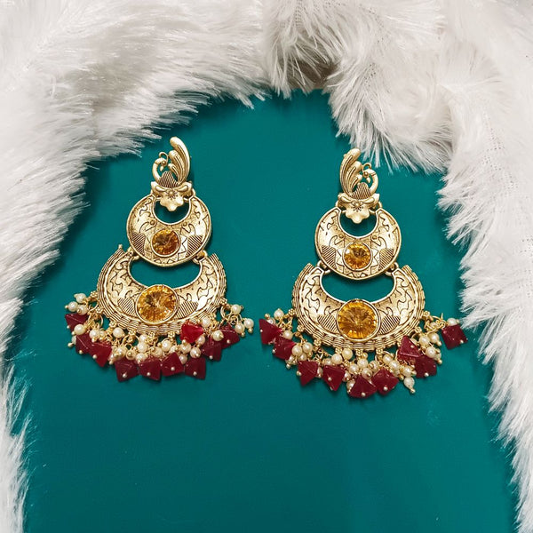 Darshana Jewels Crystal Stone Gold Plated Dangler Earrings