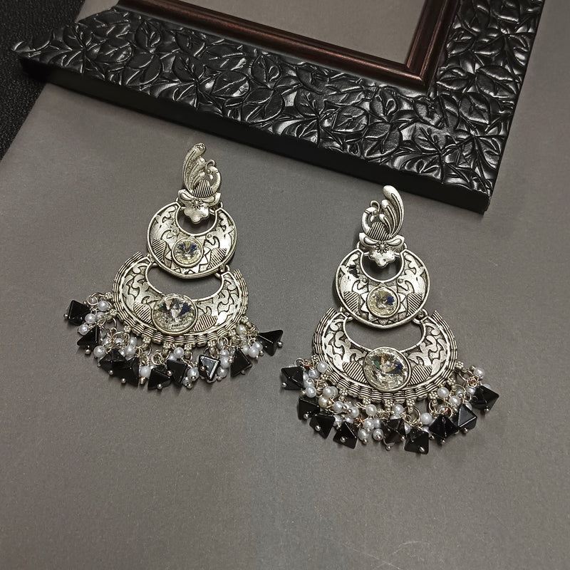 Darshana Jewels Oxidised Plated Crystal Stone Dangler Earrings