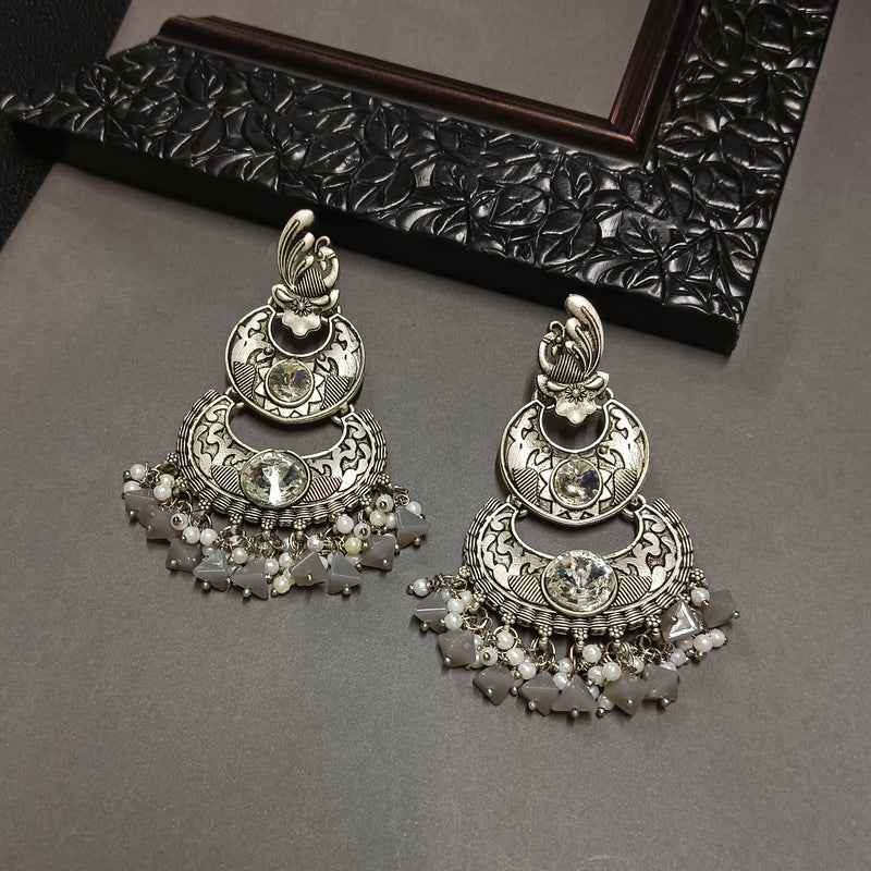 Darshana Jewels Oxidised Plated Crystal Stone Dangler Earrings