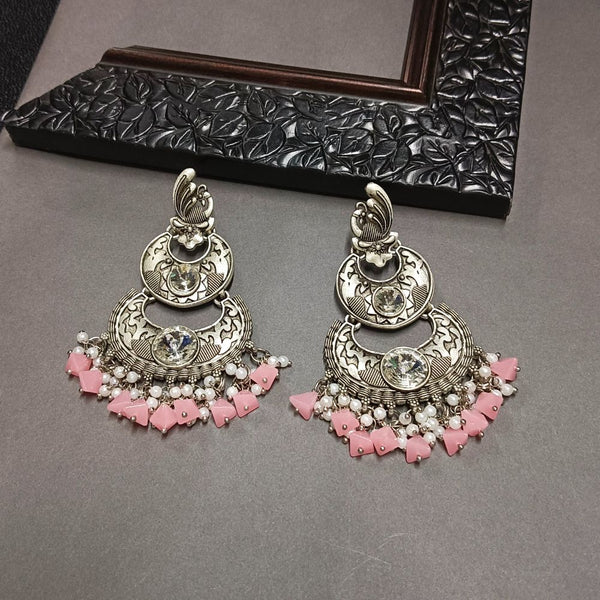 Darshana Jewels Crystal Stone Silver Plated Dangler Earrings