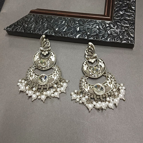 Darshana Jewels Crystal Stone Silver Plated Dangler Earrings