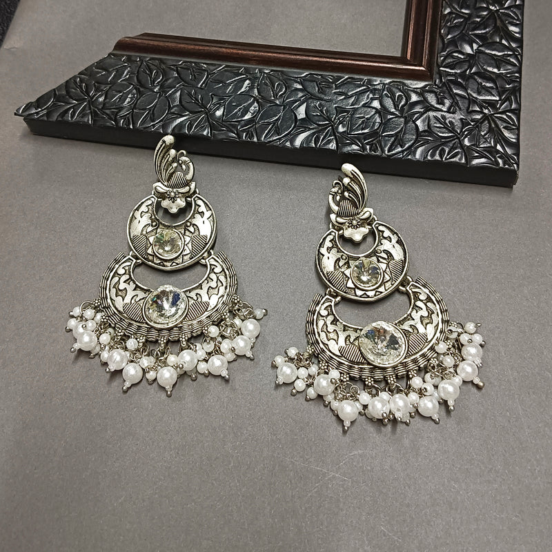 Darshana Jewels Oxidised Plated Crystal Stone Dangler Earrings