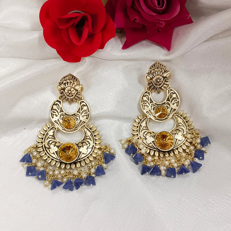 Darshana Jewels Gold Plated Crystal Stone Dangler Earrings