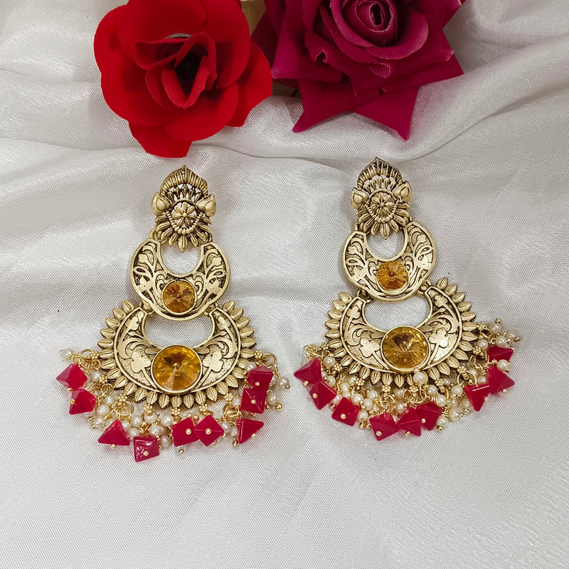 Darshana Jewels Gold Plated Crystal Stone Dangler Earrings