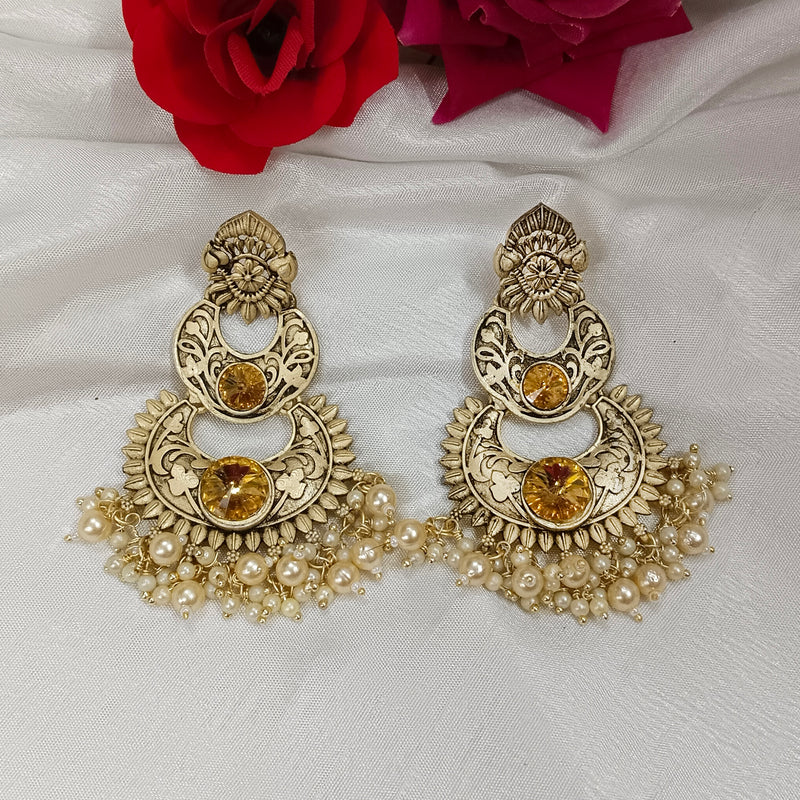 Darshana Jewels Gold Plated Crystal Stone Dangler Earrings