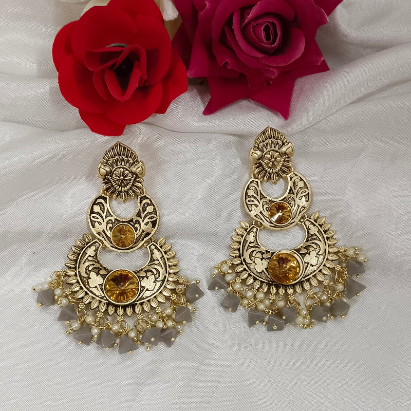 Darshana Jewels Gold Plated Crystal Stone Dangler Earrings