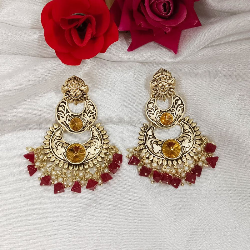 Darshana Jewels Crystal Stone Gold Plated Dangler Earrings