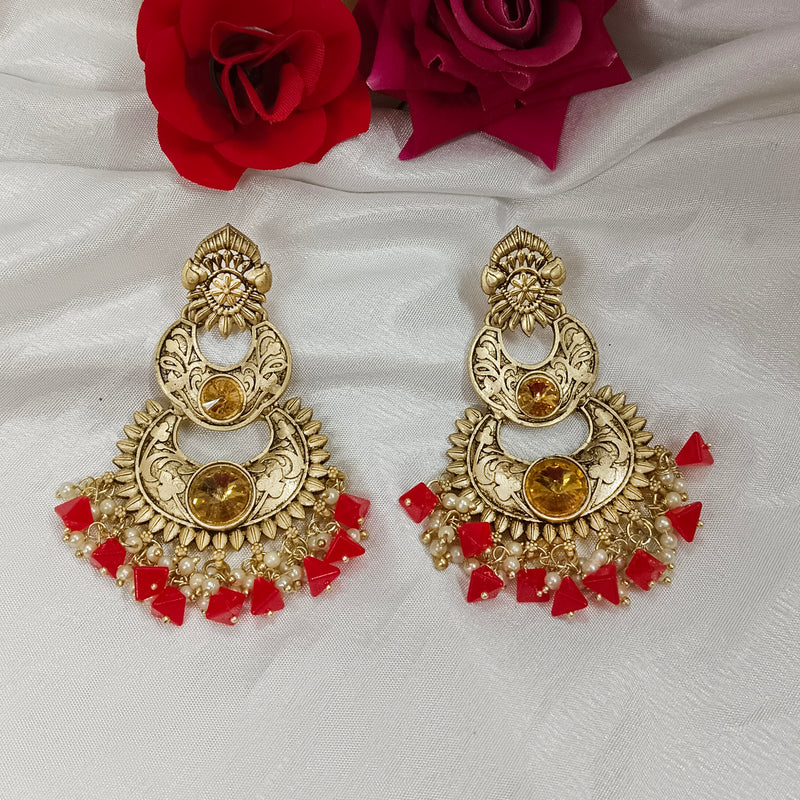 Darshana Jewels Gold Plated Crystal Stone Dangler Earrings