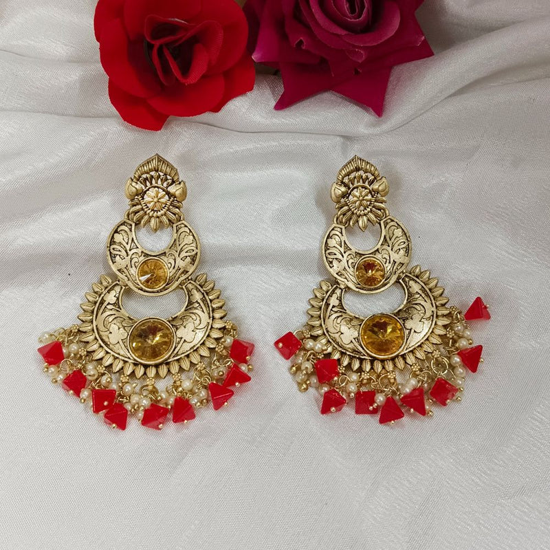 Darshana Jewels Crystal Stone Gold Plated Dangler Earrings