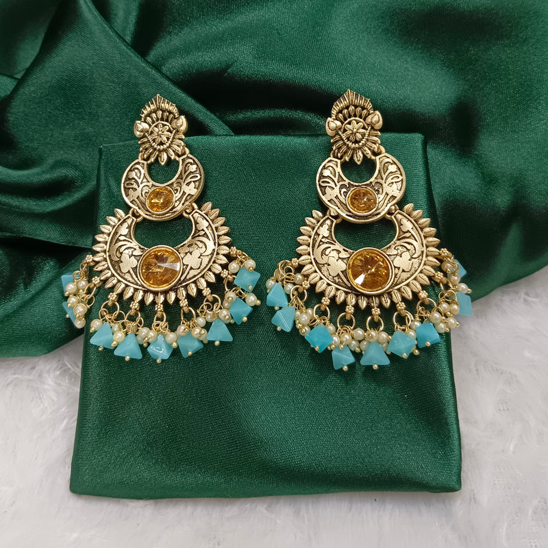 Darshana Jewels Gold Plated Crystal Stone Dangler Earrings