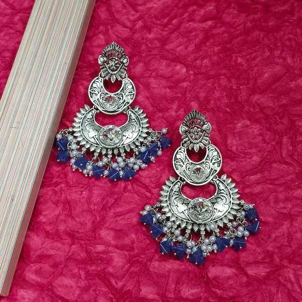 Darshana Jewels Crystal Stone Silver Plated Dangler Earrings