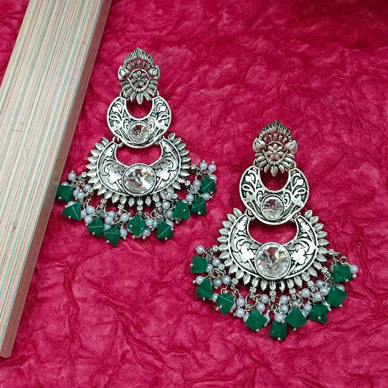 Darshana Jewels Crystal Stone Silver Plated Dangler Earrings