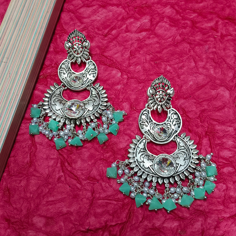 Darshana Jewels Oxidised Plated Crystal Stone Dangler Earrings