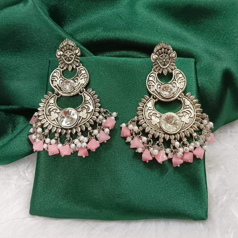 Darshana Jewels Oxidised Plated Crystal Stone Dangler Earrings