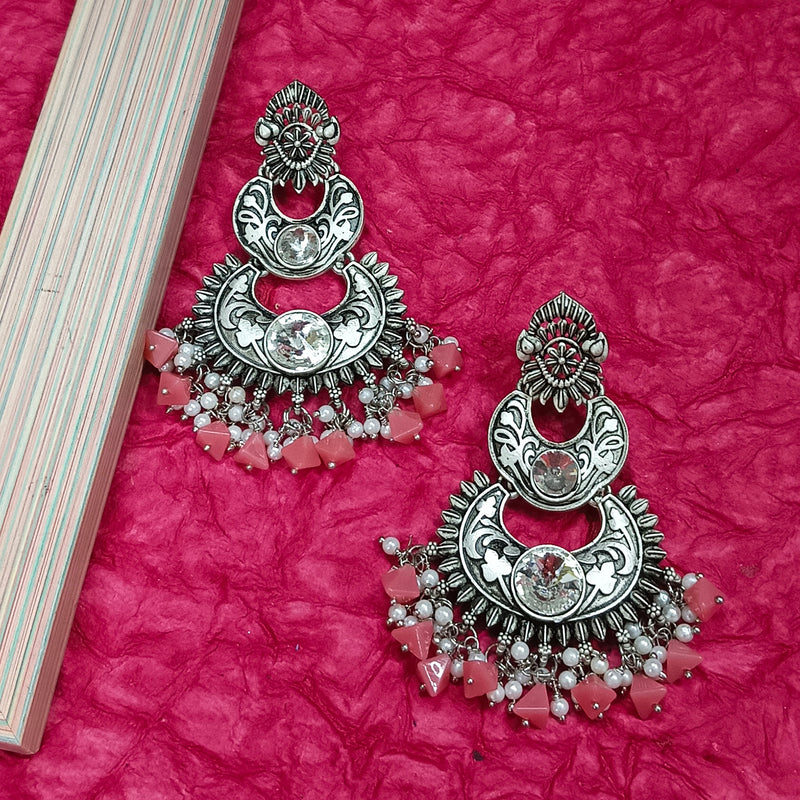 Darshana Jewels Oxidised Plated Crystal Stone Dangler Earrings