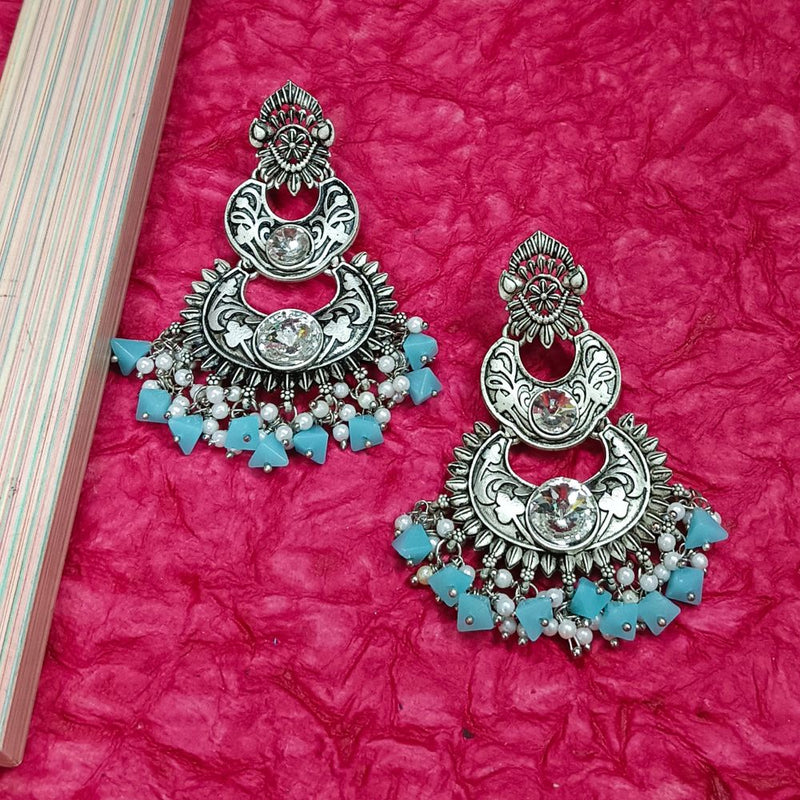 Darshana Jewels Crystal Stone Silver Plated Dangler Earrings